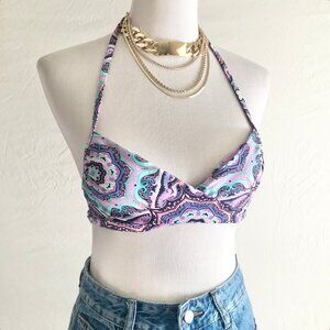 Retro VS Lavender Paisley Bikini Top Size 32B